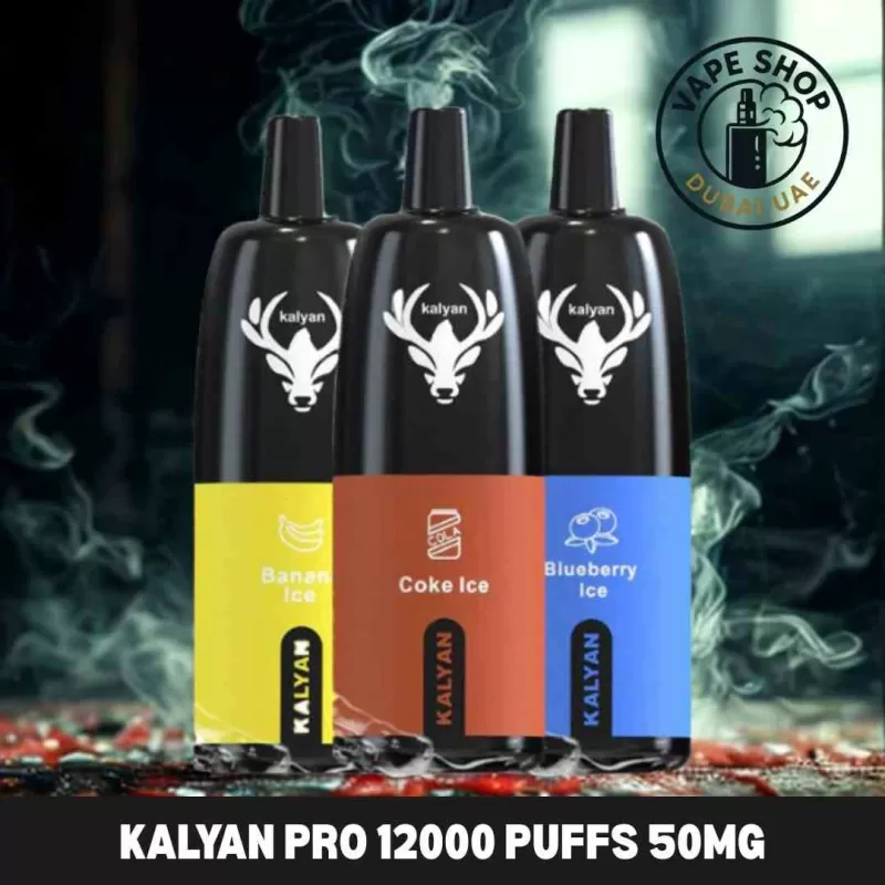 KALYAN Pro 12000 Puffs 50MG Disposable Vape buy in Dubai UAE - Vape Product, BOX OF 10 PCS; Banana Ice, Black Mamba