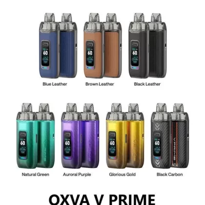 OXVA VPRIME VAPE KIT - COLOR#Sakura Pink>Blue Leather>Brown Leather>Black Leather>Natural Green>Auroral Purple>Glorious Gold>Black Carbon
