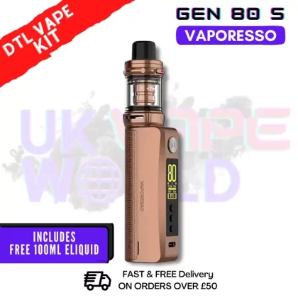 Brown Vaporesso GEN 80 S Vape Kit + Free 100ml – £27.99