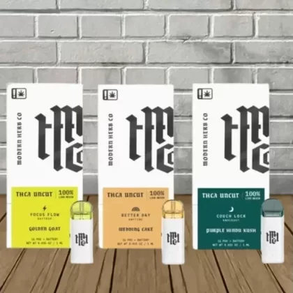 Modern Herb Co Live Resin Uncut THCa Starter Kit + 1ml Pod - flavor#Golden Goat -- Daytrip>Purple Hindu Kush -- Knockout>Wedding Cake -- Anytime (E68C51)