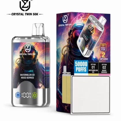 UZY Crystal Twin 50K | 2-in-1 dual-option 50000 puffs smart LED display 40ml mega capacity wholesale - Aiviouvapes