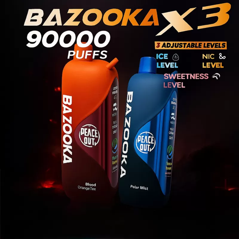 Bazooka X3 - 90K Puffs Disposable Vape - Watermelon Strawberry twist Ice, Banff Mint (6AC009)
