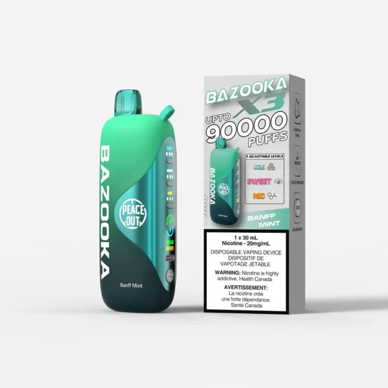 Bazooka X3 - 90K Puffs Disposable Vape - Watermelon Strawberry twist Ice, Banff Mint (6AC009) - Image 3