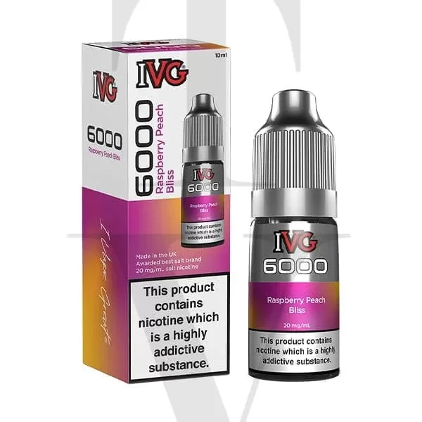 IVG 6000 RASPBERRY PEACH BLISS NIC SALT E-LIQUID