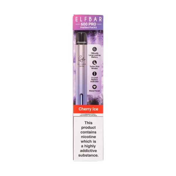 Elf Bar 600 Pro Prefilled Pod Kit - Aurora Purple & Cherry Ice - Image 3