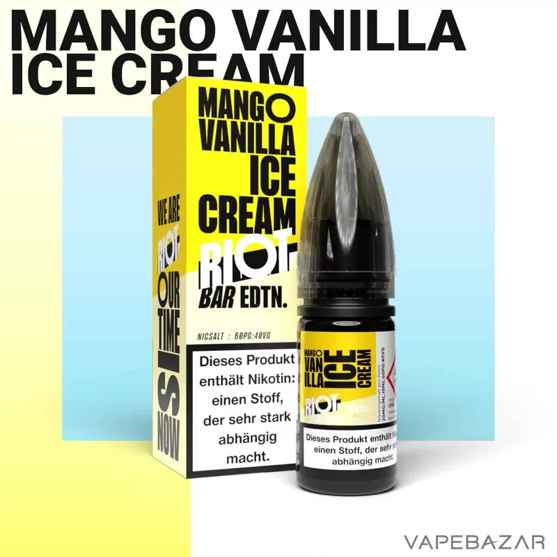 Riot Salt Bar Liquid – Mango Vanilla Ice Cream - Vapebazar - Image 2