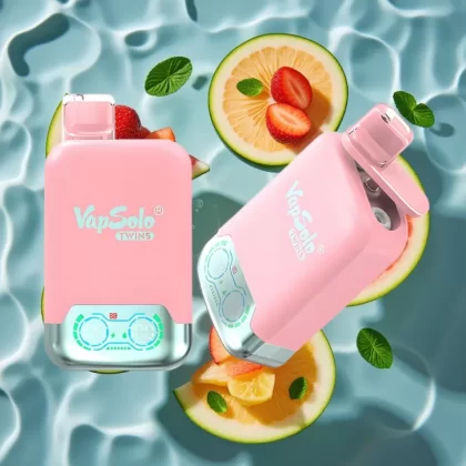 Vapsolo Twins 20000 Puffs Strawberry Ice & Mango Peach Watermelon Dual Tank Disposable Vape with 40ml E-Liquid and Type-C Charging - Bangvapeaustralia