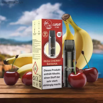 CUBAR Vybe Pod – Ibiza Cherry Banana - Cubar Vybe / 20mg/ml / 2ml / ca. 600 / Glycerin / Aromen / Propylenglykol / Nikotin / Ja / Kirsche / Banane
