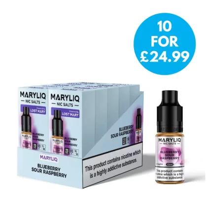 Box Of 10 – MaryLiq by Lost Mary E-Liquid – 20mg (2%) - 50VG/50PG; Beach Day, Blackcurrant Apple