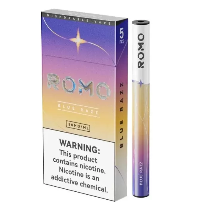 ROMO Disposable Vape - Pack Count#Single Pack~Flavor#Blue Razz>Butter Tobacco>Juicy Peach>Miami Mint>Mint>Sour Apple>Sour Pink Lemonade>Strawberry Kiwi>Strawberry Watermelon>Watermelon Ice~N