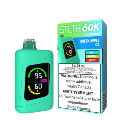 STLTH 60K - Green Apple Ice - 20 mg/mL (wholeseller) - Excise ON, 20 mg/mL - ON (FDE9AE)