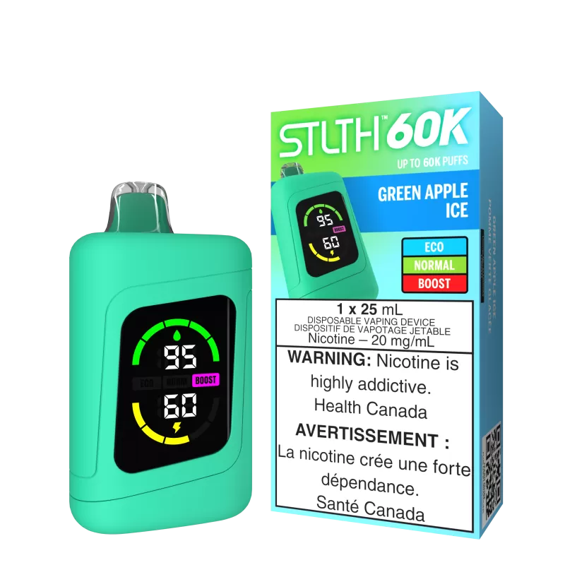 STLTH 60K - Green Apple Ice - 20 mg/mL (wholeseller) - Excise ON, 20 mg/mL - ON (FDE9AE)