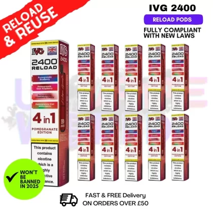 Pomegranate Edition IVG 2400 RELOAD Pods – Box Of 10
