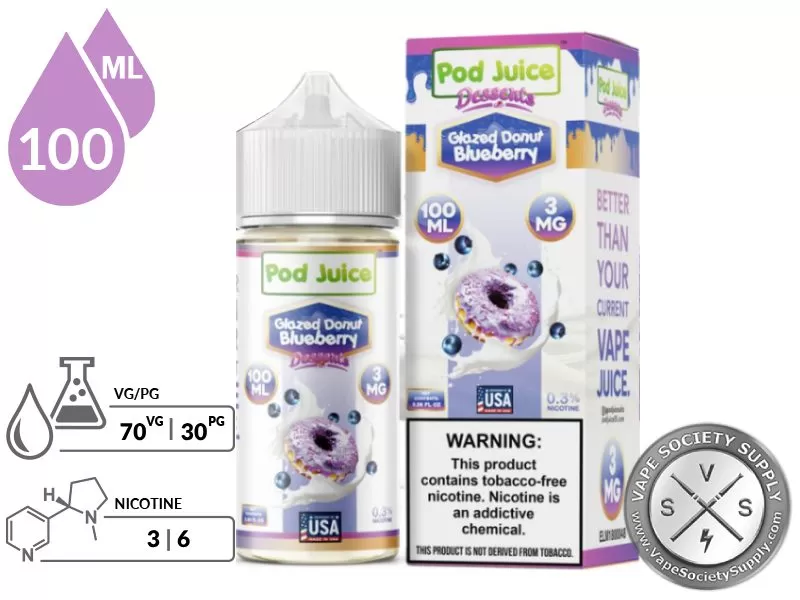 Glazed Donut Blueberry Pod Juice 100ml - Vape Product, Vape Product - Image 2
