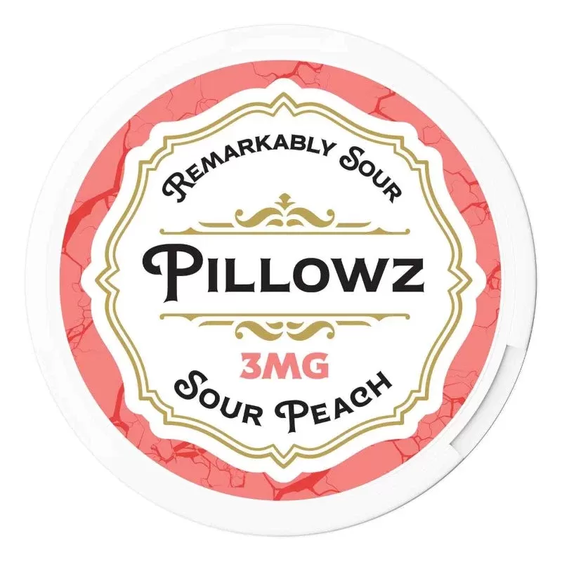 Pillowz TFN Sour Peach Nicotine Pouches (20 Pouches/Can) - Nicotine Avail#3mg>6mg>9mg