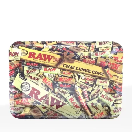 RAW® Rolling Tray | ‘RAW Mix Product’ | Various Sizes – Metal - Size#Mini - 7" x 5">Small - 11" x 7">Large - 13" x 11"