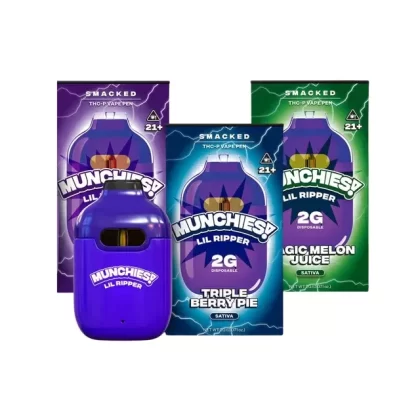 Munchies Lil Ripper Vape | 2g - Size#2 Gram~Flavor#Barry Larry OG (Indica)>Magic Melon Juice (Sativa)>Peachy Dreams (Hybrid)>Strawberry Kush Pop (Indica)>Triple Berry Pie (Sativa)>Tropical S