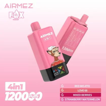 Airmez Fox 4-in-1 120K | 4 options, 120000 puffs, big screen, bulk disposable vape - Aiviouvapes
