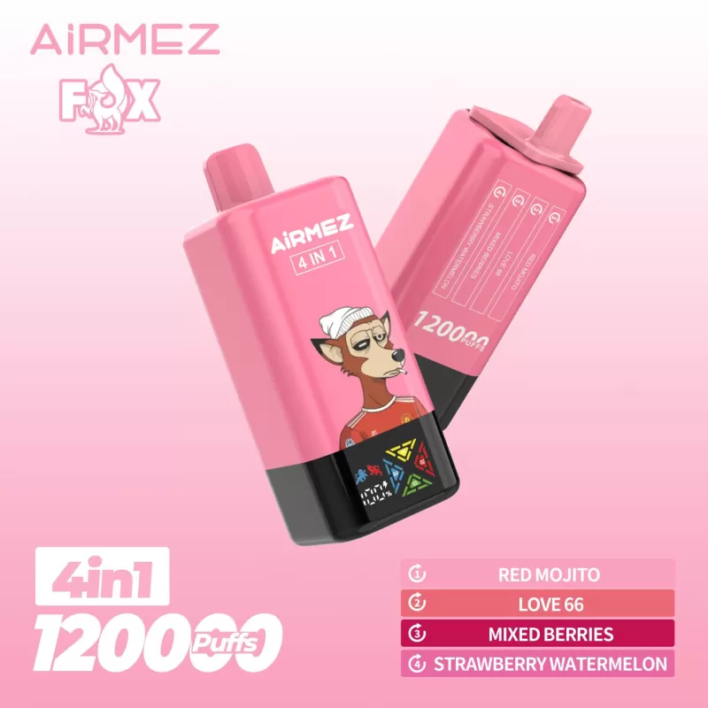 Airmez Fox 4-in-1 120K | 4 options, 120000 puffs, big screen, bulk disposable vape - Aiviouvapes