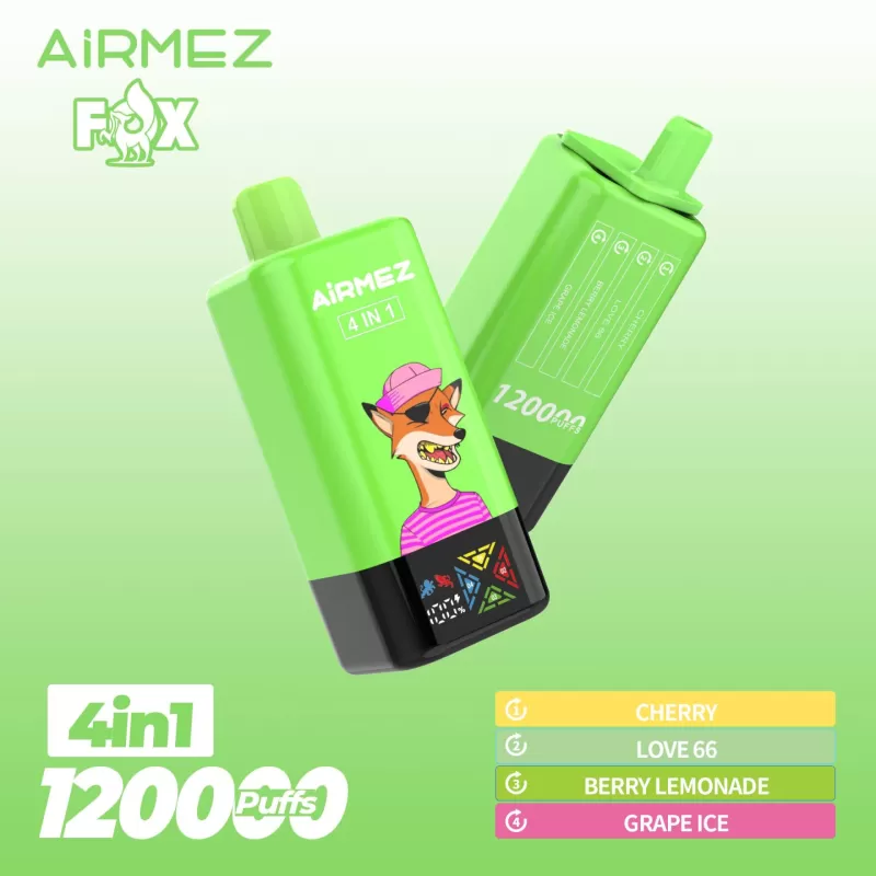 Airmez Fox 4-in-1 120K | 4 options, 120000 puffs, big screen, bulk disposable vape - Aiviouvapes - Image 3