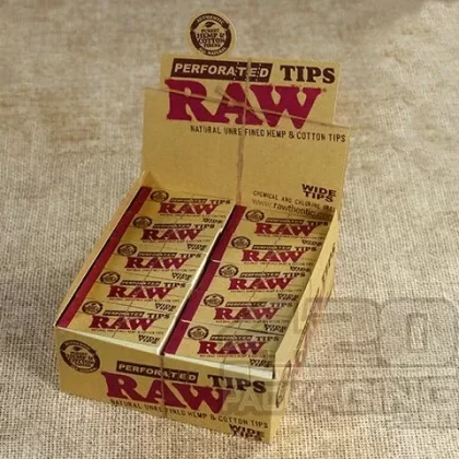 RAW Natural Hemp & Cotton Perforated Rolling Tips 50/Box