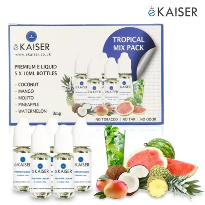 eKaiser e-Liquid – Tropical Pack 0mg 10ml Bottle x 5 Pack | Cigee