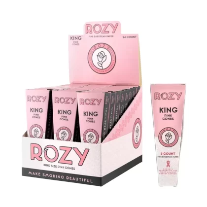 Rozy Pink | Pre-Rolled Cones King Size 3-Pack | 109mm – Pink – 24 Count