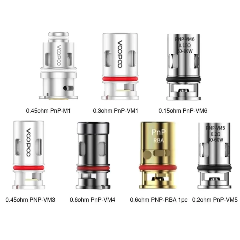 VOOPOO PnP Replacement Mesh Coil for Drag Baby/Mini/2/S/X/VINCI Series Kit/Argus Pro/PnP 20/22/V.SUIT/Doric 60/Drag E60/Drag H80 S 5pcs-pack - PnP-M2 Coil 0.6ohm