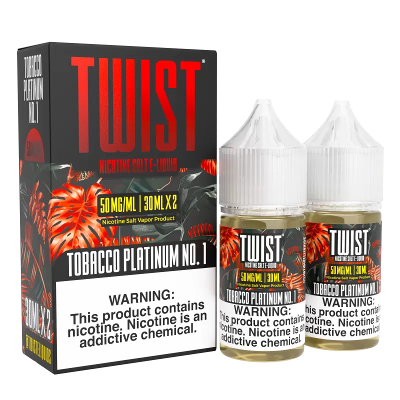 TWIST Nicotine Salt E-Liquid - Tobacco Platinum No.1 - 60ML E-Liquid (Twin 30ML Pack) - 50MG