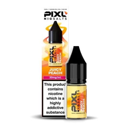 Juicy Peach PIXL Nic Salt E-Liquid – 10mg & 20mg | 10ml Bottle | 5 or 10 Pack Options