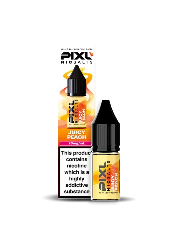 Juicy Peach PIXL Nic Salt E-Liquid – 10mg & 20mg | 10ml Bottle | 5 or 10 Pack Options