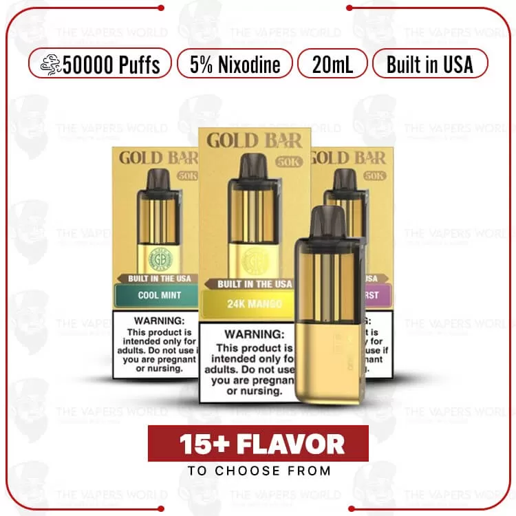 Gold Bar Max Nixodine 50K Puff Disposable Pod – 1PK - Thevapersworld