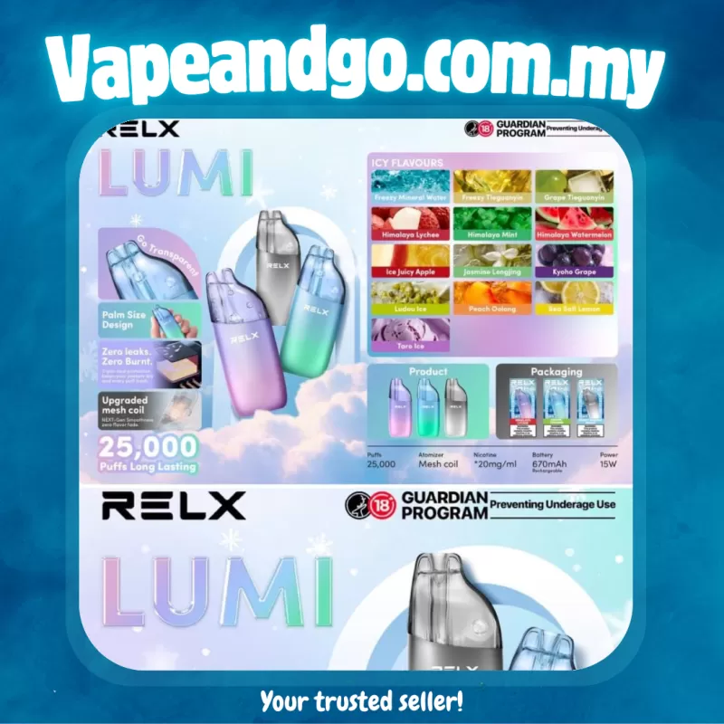 RELX Lumi 25K Disposable - Freezy Mineral Water, Freezy Tieguanyin