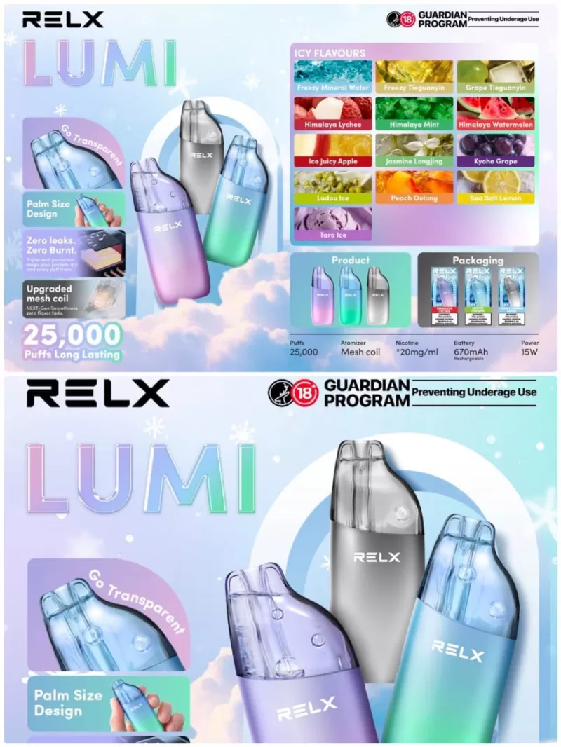 RELX Lumi 25K Disposable - Freezy Mineral Water, Freezy Tieguanyin - Image 2