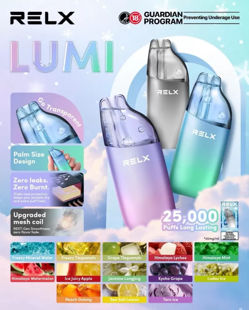 RELX Lumi 25K Disposable - Freezy Mineral Water, Freezy Tieguanyin - Image 3