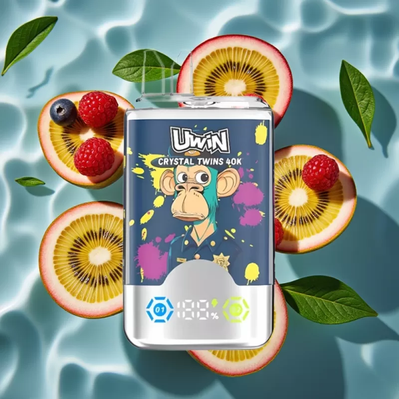 UWIN Crystal Twins 40000 Puffs Dual Flavor Disposable Vape – Kiwi Passion Fruit Guava Blueberry Raspberry, 32ml, 850mAh, Type-C - Bangvapeaustralia