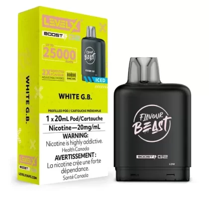 LEVEL X FLAVOUR BEAST BOOST POD 20ML – WHITE GB ICED