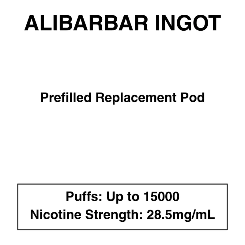 Alibarbar Ingot 15000 – Prefilled Replacement Pod – 28.5mg/mL Nicotine – 1 Pod