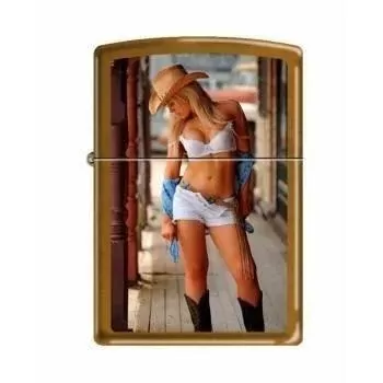 Zippo Lighter – Sexy Cowgirl White Top White Toffee