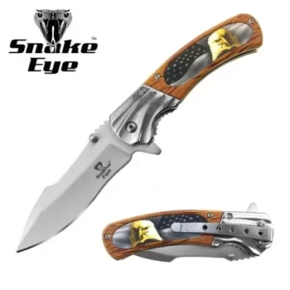 Snake Eye Spring Assist Knife – Eagle Wood Handle
