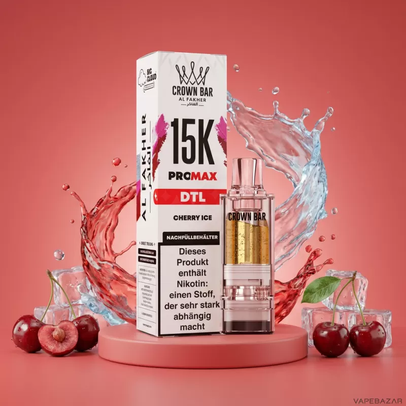 Al Fakher Pods Crown Bar 15K Pro Max – DTL 6mg – Cherry Ice
