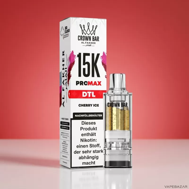 Al Fakher Pods Crown Bar 15K Pro Max – DTL 6mg – Cherry Ice - Image 2