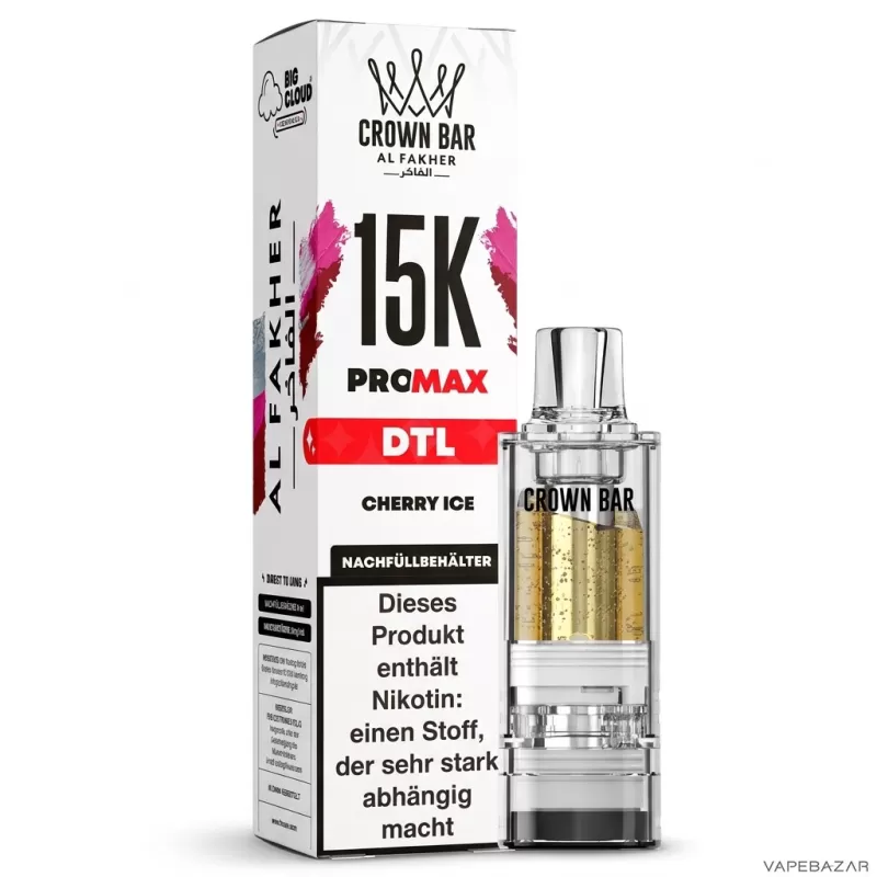 Al Fakher Pods Crown Bar 15K Pro Max – DTL 6mg – Cherry Ice - Image 3