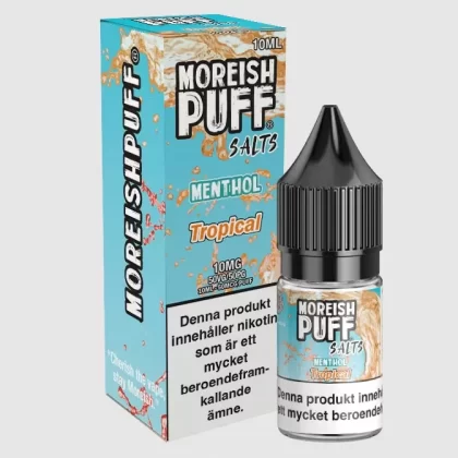 Moreish Puff Menthol – Tropical Nicosalt 10mg 10ml – E juice med nikotin