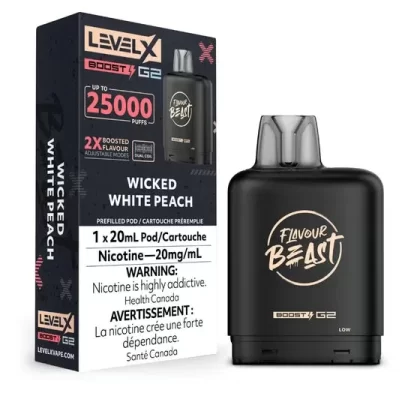 Flavour Beast Level X Vape Pod – 25K – Wicked White Peach