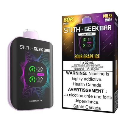 STLTH X Geek Bar Disposable Vape Device - Sour Grape Ice 30ml - 20mg/ml