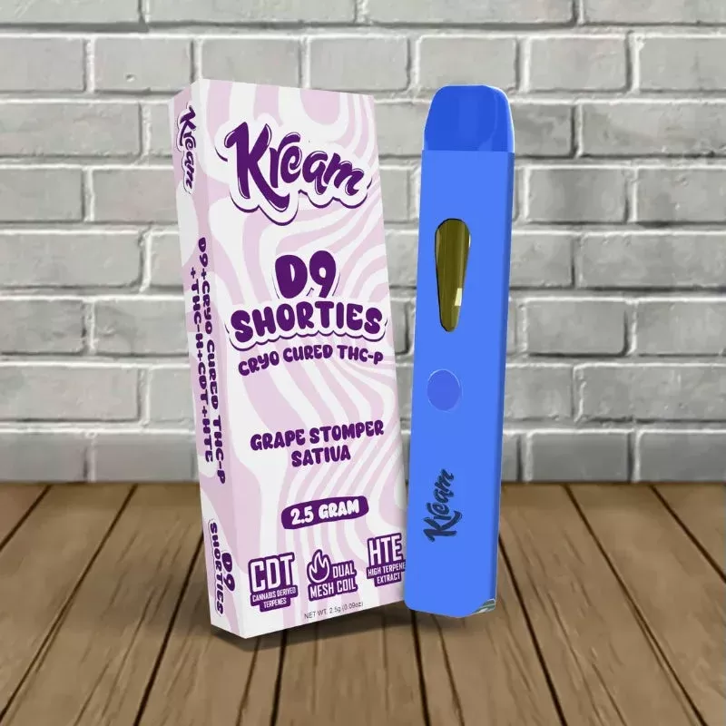 Kream D9 Shorties Cryo Cured THC-P Disposable Vape 2.5g - strains#Short Stack -- Hybrid -- DISPOSABLE>Micro Mango -- Indica -- DISPOSABLE>Tiny Tangie -- Hybrid -- DISPOSABLE>Grape Stomper --