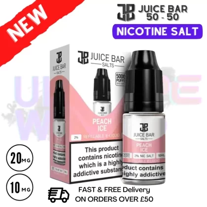 Peach Ice – Juice Bar Nic Salt 10ML eLiquid Only £1.99