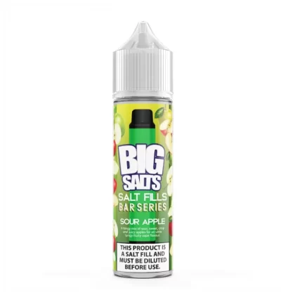 Big Salts Sour Apple – 60ml Salt Fills E Liquid - 5mg Nic Strength Including 3 x Blue Salt Shots, 10mg Nic Strength Including 3 x Pink Salt Shots