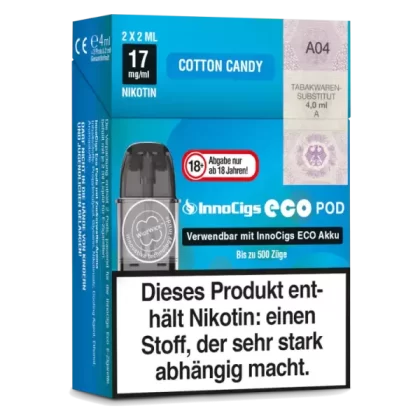 Innocigs Eco Pod – Cotton Candy – 2er Pack - Innocigs Eco Pod / Zuckerwatte / 17mg/ml